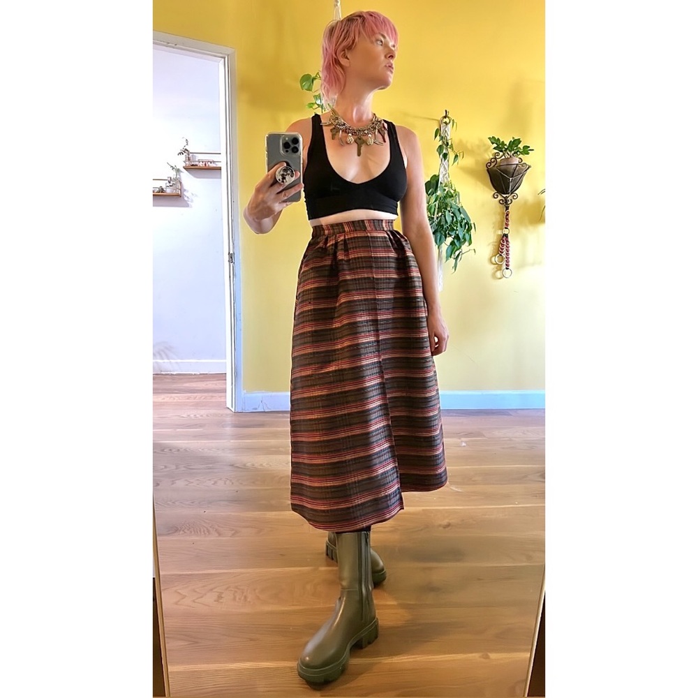1960s Vintage High Waisted Plaid Skirt